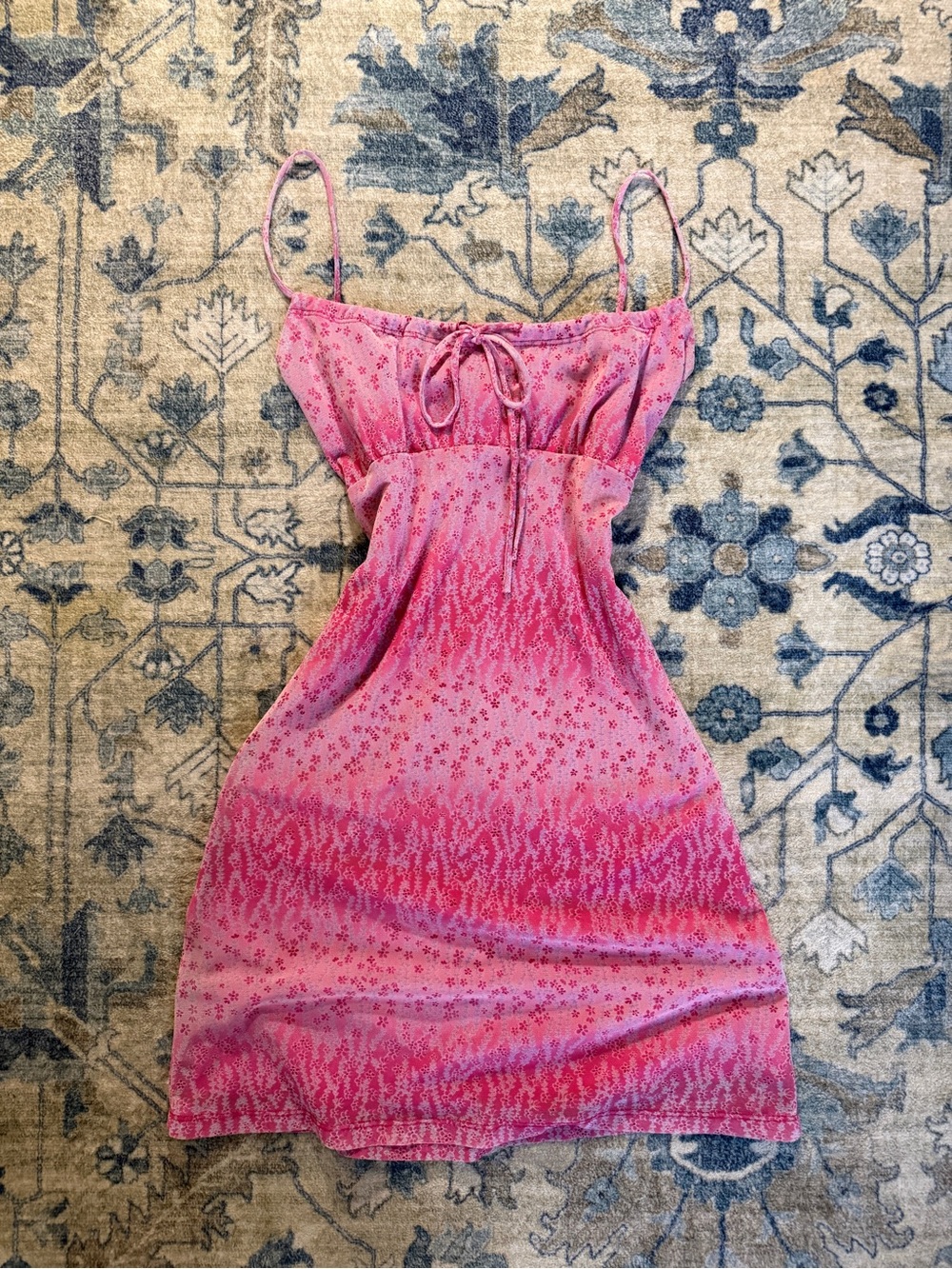 Summer Tie-Front Pink Midi Dress with Spaghetti Straps